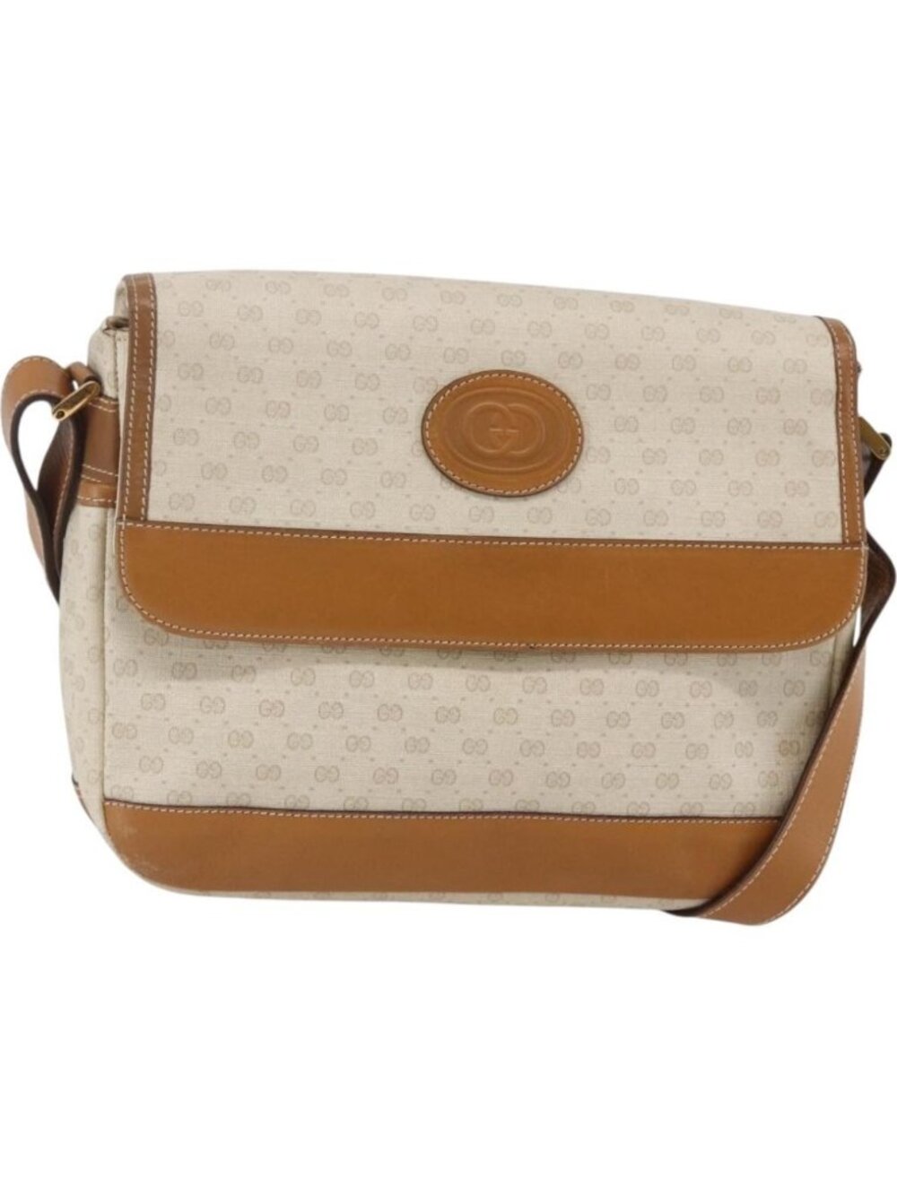 GUCCI Micro GG Canvas Shoulder Bag PVC Leather White